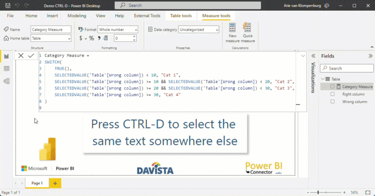 Functietoets CTRL-D in DAX