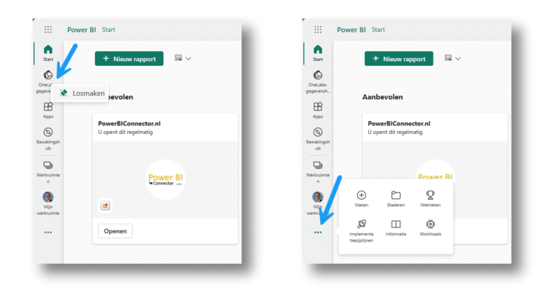 Power BI navigatiebalk opschonen